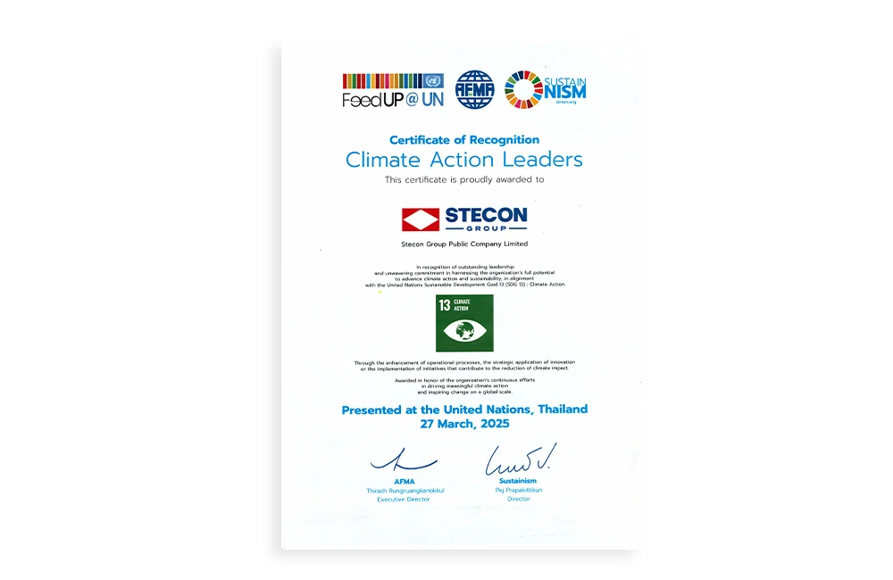 Certificate of Recognition Climate Action Leaders