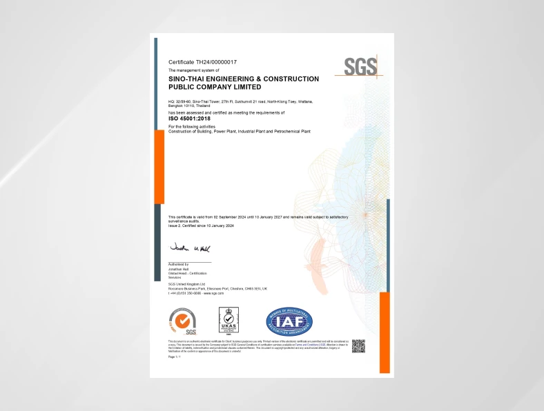 ISO 45001:2018 Construction of Building, Power Plant, Industrial Plant, and Petrol Chemical Plant